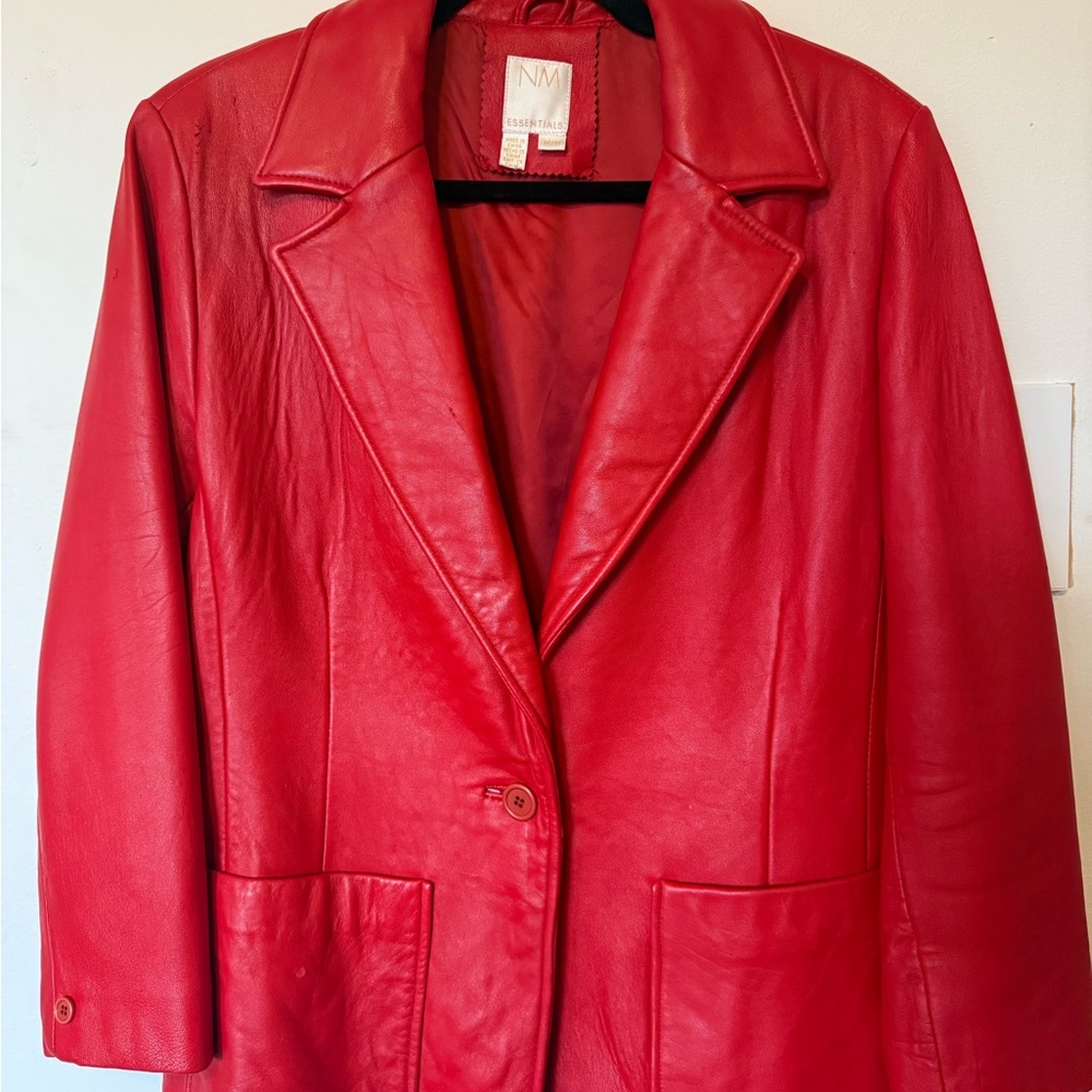 Neiman Marcus Vibrant Red Leather Jacket